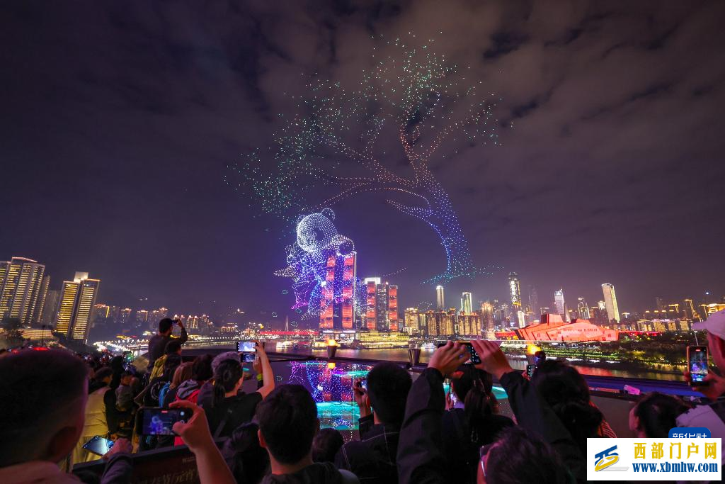 重庆举行世界城市日专场无人机主题表演(图5) 重庆举行世界城市日专场无人机主题表演(图5)